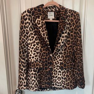 Leopard Print Tailored Blazer Jacket - Brown/Black